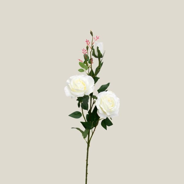 Vara Rosa y Botón Artificial Blanco Altura 100cm 19043