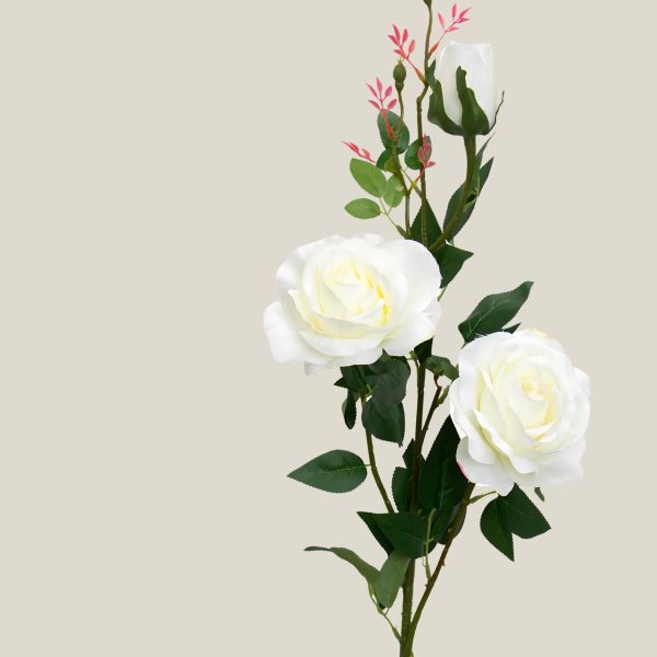 Vara Rosa y Botón Artificial Blanco Altura 100cm 19043 - Image 2