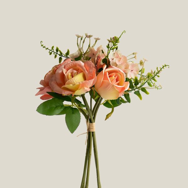 Ramo Bouquet Rosa Botón Rosado Artificial Altura 29cm 20211