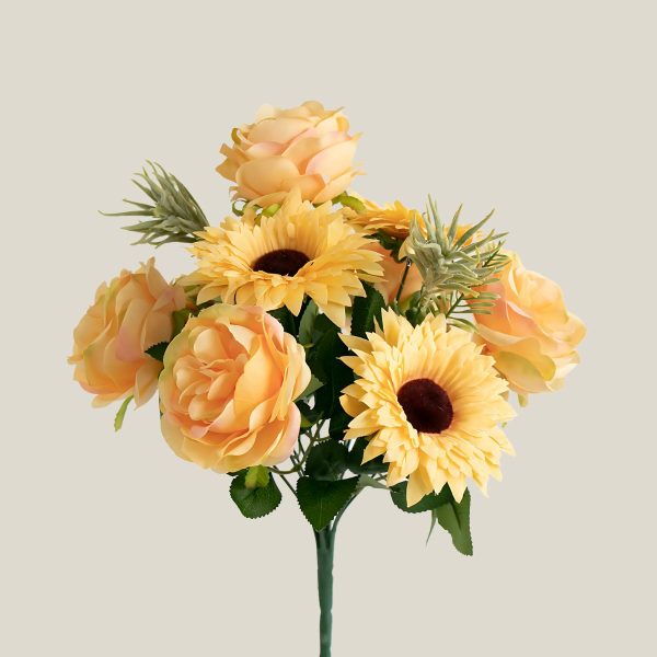 Ramo Tropical Margarita Rosa Amarillo Nápoles Artificial 20233