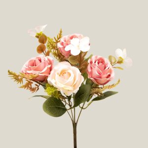 Ramo mini rosa x5 amaranto beige 20755
