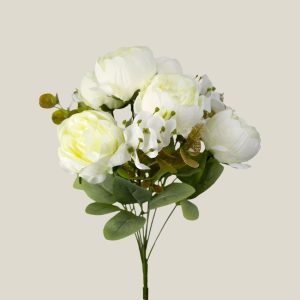 Ramo peonia x9 blanco lino 20804